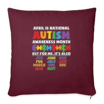 Autisme Autiste Asberger Autisme Awareness Puzzle - Housse de coussin décorative 45 x 45 cm - bordeaux - Devant