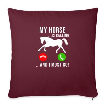 Cheval Appelez Les Chevaux Filles Drôles d’équitation étable - Housse de coussin décorative 45 x 45 cm - bordeaux - Devant