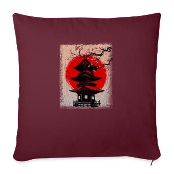 Asia Ville Illustration Japon - Housse de coussin décorative 45 x 45 cm - bordeaux - Devant