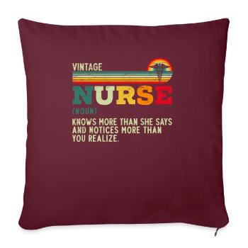 Infirmière vintage Definition Hospital Medical Nursing - Housse de coussin décorative 45 x 45 cm - bordeaux - Devant