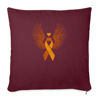Cancer du sang de leucémie de ruban orange ailé - Housse de coussin décorative 45 x 45 cm - bordeaux - Devant