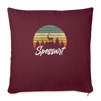Spessart Hessen Hirsch Wald Wandern Heimat Urlaub - Sofakissenbezug 45 x 45 cm - Burgunderrot - Vorne