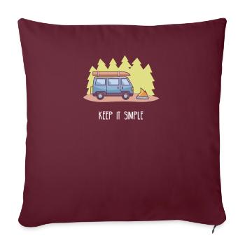 Keep it Simple I Camping Van Campingplatz Motiv - Sofakissenbezug 45 x 45 cm - Burgunderrot - Vorne