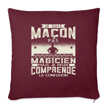 Maçon Maçonnerie Humour Macon - Housse de coussin décorative 45 x 45 cm - bordeaux - Devant