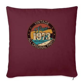 Millésime vintage 1973 rétro - Housse de coussin décorative 45 x 45 cm - bordeaux - Devant