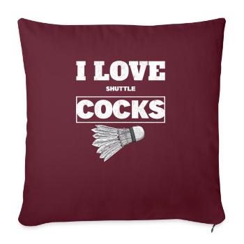 I Love Shuttlecocks Cocks Birdie Badminton - Housse de coussin décorative 45 x 45 cm - bordeaux - Devant