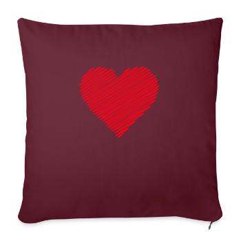 Herz rot Liebe Freundschaft Romantik Valentinstag - Sofakissenbezug 45 x 45 cm - Burgunderrot - Vorne