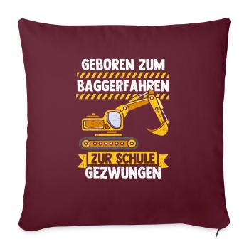 Bagger Tshirt Kinder Straßenbau Bau Bauarbeiter - Sofakissenbezug 45 x 45 cm - Burgunderrot - Vorne