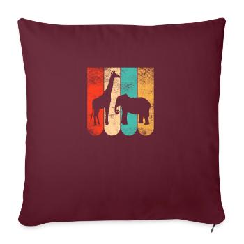 Visiteurs du zoo Animal Fan Idée cadeau Girafe Éléphant - Housse de coussin décorative 45 x 45 cm - bordeaux - Devant