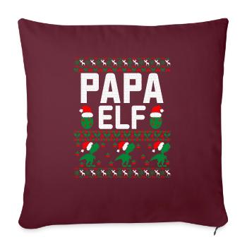 papa elfe vilain pull de Noël - Housse de coussin décorative 45 x 45 cm - bordeaux - Devant