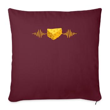 Cheese Heartbeat Cheesy Lover Mozzarella Cheddar - Housse de coussin décorative 45 x 45 cm - bordeaux - Devant