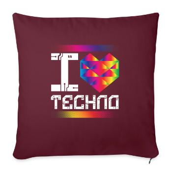 J’aime la musique techno Raver - Housse de coussin décorative 45 x 45 cm - bordeaux - Devant