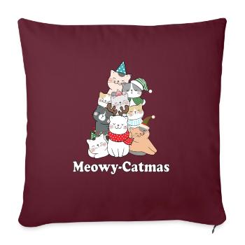 Mewoy-Catmas, Christmas, Cat, Christmas Cat - Sofa pillowcase 17,3'' x 17,3'' (45 x 45 cm) - burgundy - Front