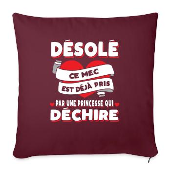 Mari Saint-Valentin Homme Fiancé Humour - Housse de coussin décorative 45 x 45 cm - bordeaux - Devant