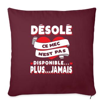 Fiancé Saint-Valentin Homme Mari Humour - Housse de coussin décorative 45 x 45 cm - bordeaux - Devant
