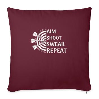 Aim Shoot Swear Repeat Funny Dart Player - Sofakissenbezug 45 x 45 cm - Burgunderrot - Vorne