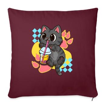 Cute Cat Boba Tea Bubble Tea Japanese Anime Kawaii - Sofa pillowcase 17,3'' x 17,3'' (45 x 45 cm) - burgundy - Front