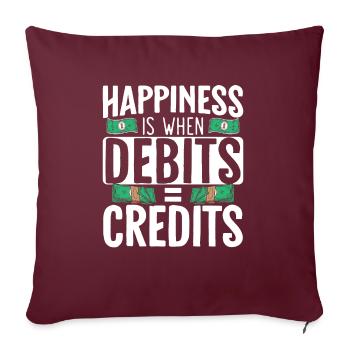 Le bonheur, c’est quand les débits sont égaux aux crédits - Housse de coussin décorative 45 x 45 cm - bordeaux - Devant
