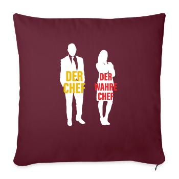 Der Chef Der Wahre Chef Papa und Mama - Sofakissenbezug 45 x 45 cm - Burgunderrot - Vorne