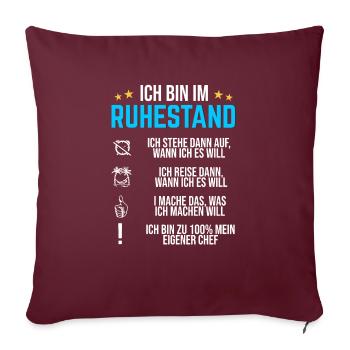 Ruhestand 2022 Lustiger Rentner Spruch Rente 2022 - Sofakissenbezug 45 x 45 cm - Burgunderrot - Vorne
