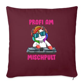 Süßes Einhorn DJ - Mädchen Frauen Festival Techno - Sofakissenbezug 45 x 45 cm - Burgunderrot - Vorne