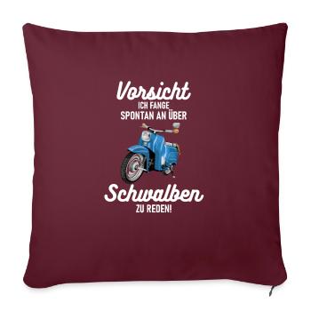 Vorsicht Ich rede über KR51 Schwalben DDR Moped - Sofakissenbezug 45 x 45 cm - Burgunderrot - Vorne