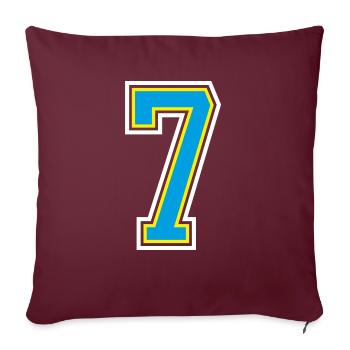 Numéro numéro 7 en bleu - Housse de coussin décorative 45 x 45 cm - bordeaux - Devant