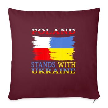 Soutien Pologne Ukraine - Housse de coussin décorative 45 x 45 cm - bordeaux - Devant