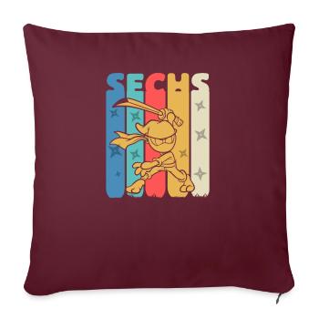 Ninja 6 Sechster Geburtstag 6 Jahre - Sofakissenbezug 45 x 45 cm - Burgunderrot - Vorne