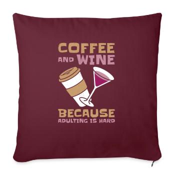 Café Vin Adulting Drink Adulte - Housse de coussin décorative 45 x 45 cm - bordeaux - Devant
