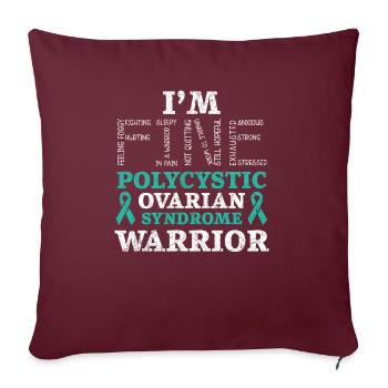 Je suis Fine Polycystic Ovary Syndrome Warrior SOPK - Housse de coussin décorative 45 x 45 cm - bordeaux - Devant