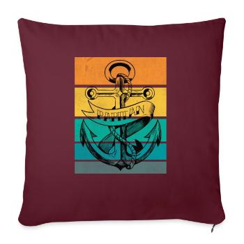 Retro Papitän Bateau de la fête des pères Bateau Papa - Housse de coussin décorative 45 x 45 cm - bordeaux - Devant