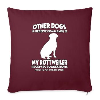 Motif de dressage de chien cool Rottweiler propriétaire de chien - Housse de coussin décorative 45 x 45 cm - bordeaux - Devant
