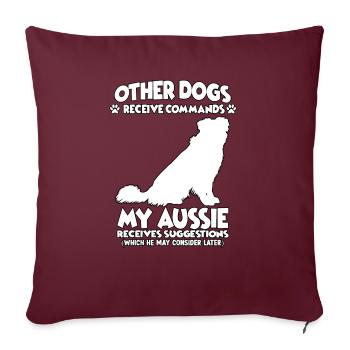 Dressage de chiens propriétaires de chiens de berger australiens - Housse de coussin décorative 45 x 45 cm - bordeaux - Devant