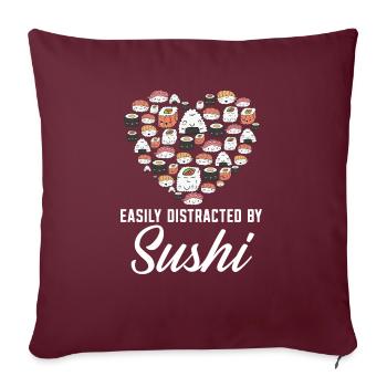 Facilement distrait par sushi food lover food - Housse de coussin décorative 45 x 45 cm - bordeaux - Devant
