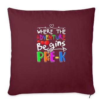 Où l’aventure commence pre k - Kids Daycare - Housse de coussin décorative 45 x 45 cm - bordeaux - Devant