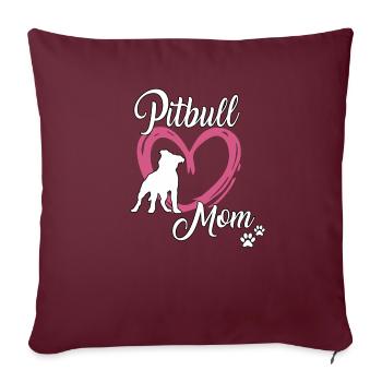 Pitbull Maman Maîtresse Chien École Pitbull Terrier - Housse de coussin décorative 45 x 45 cm - bordeaux - Devant