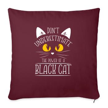 Ne sous-estimez pas le pouvoir d’un chat noir - Housse de coussin décorative 45 x 45 cm - bordeaux - Devant