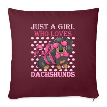 Teckel à poil rugueux - Housse de coussin décorative 45 x 45 cm - bordeaux - Devant