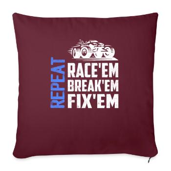 Race’em Break’em Fix’em Repeat Modèle de voiture Télécommande C - Housse de coussin décorative 45 x 45 cm - bordeaux - Devant