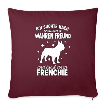 Französische Bulldogge Hundeschule Gassi Frenchie - Sofakissenbezug 45 x 45 cm - Burgunderrot - Vorne