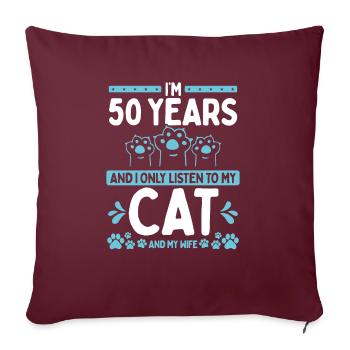 50 ans anniversaire chat papa chat 50 anniversaire - Housse de coussin décorative 45 x 45 cm - bordeaux - Devant