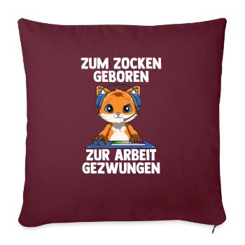 Gamer Fuchs - Computerspiele Online Spiele - Sofakissenbezug 45 x 45 cm - Burgunderrot - Vorne