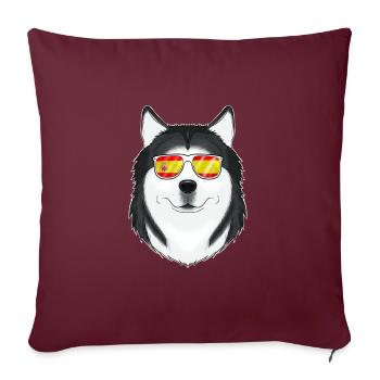 Husky I Spain Sunglasses I Spanish Flag - Sofakissenbezug 45 x 45 cm - Burgunderrot - Vorne