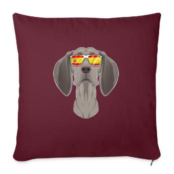 Weimaraner I Spain Sunglasses I Spanish Flag - Sofakissenbezug 45 x 45 cm - Burgunderrot - Vorne
