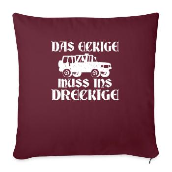 Das Eckige Muss ins Dreckige Geländewagen Offroad - Sofakissenbezug 45 x 45 cm - Burgunderrot - Vorne