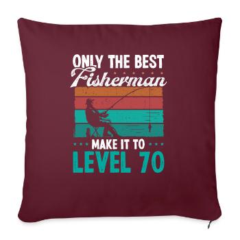 70 Niveau de pêche Pêcheur pêcheur de 70 ans - Housse de coussin décorative 45 x 45 cm - bordeaux - Devant