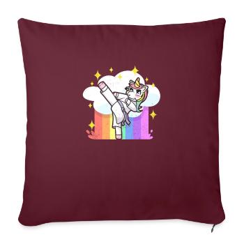 Karaté Amusant Arts Martiaux Arc-en-ciel Licorne - Housse de coussin décorative 45 x 45 cm - bordeaux - Devant
