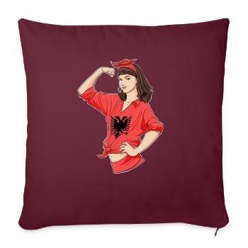Fille albanaise incassable I Patrimoine albanais I - Housse de coussin décorative 45 x 45 cm - bordeaux - Devant