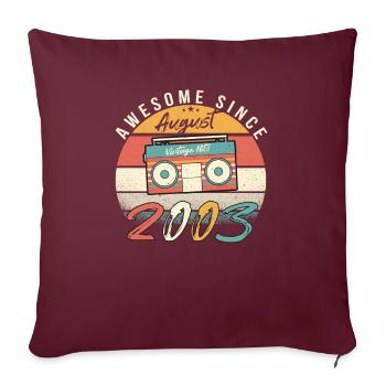 Année de naissance 2003 en août - Housse de coussin décorative 45 x 45 cm - bordeaux - Devant